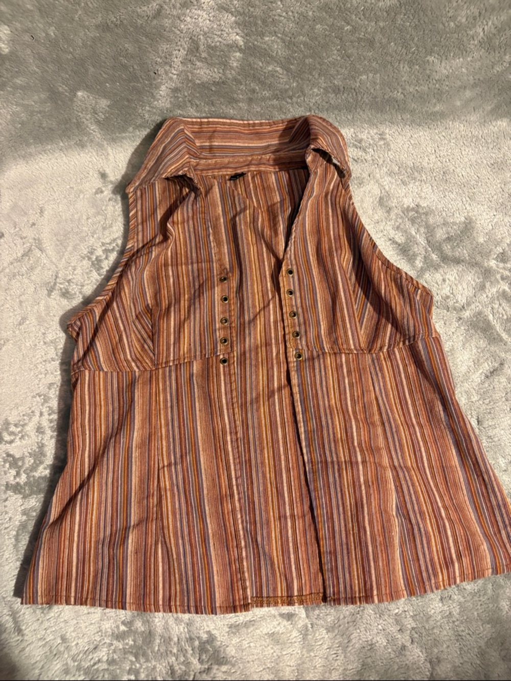 Sleeveless Striped Vest - Rust Multicolor